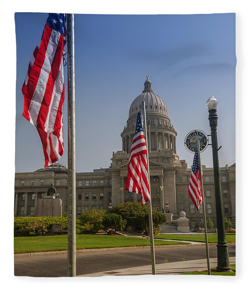 State Capitol Building Fleece Blanket featuring the photograph Idaho State Capitol in Boise by Vishwanath Bhat