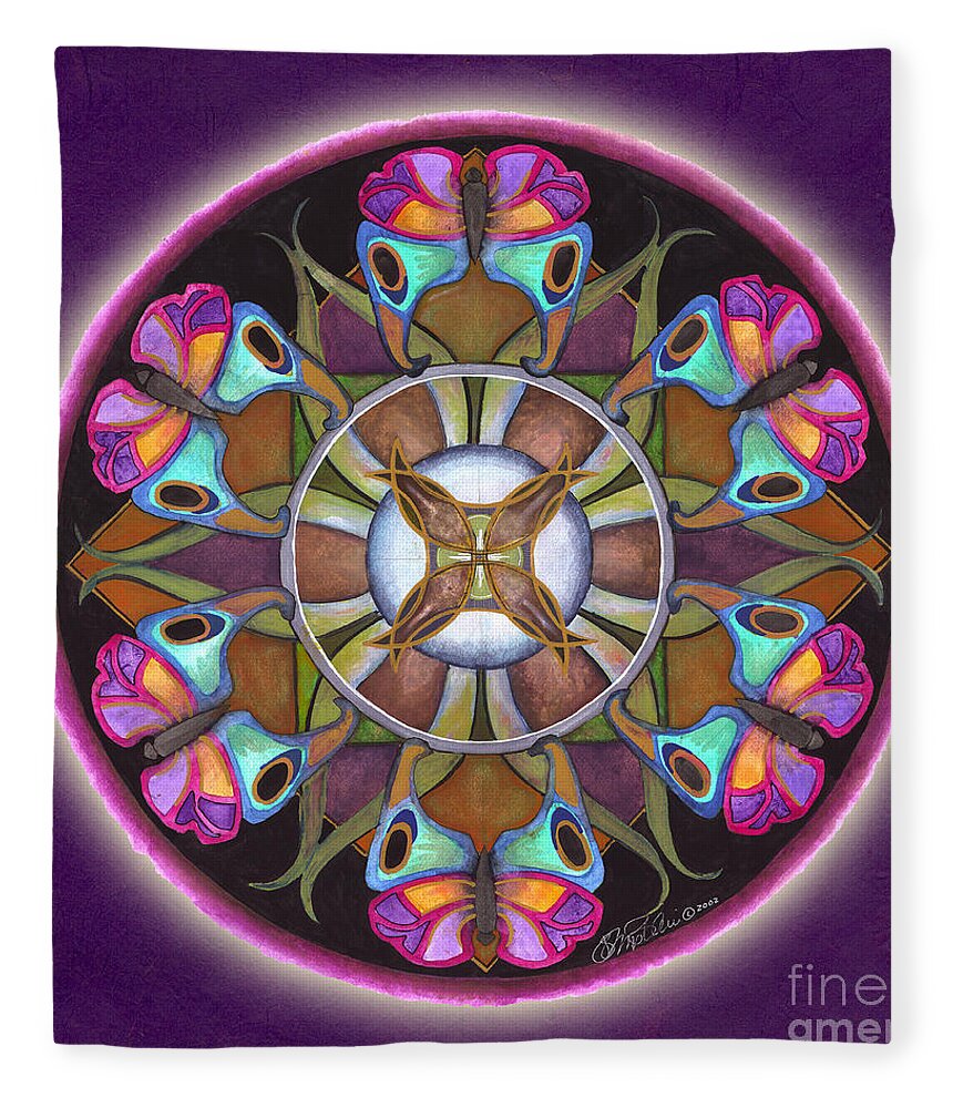 Mandala Art Fleece Blanket featuring the painting Illusion of Self Mandala by Jo Thomas Blaine