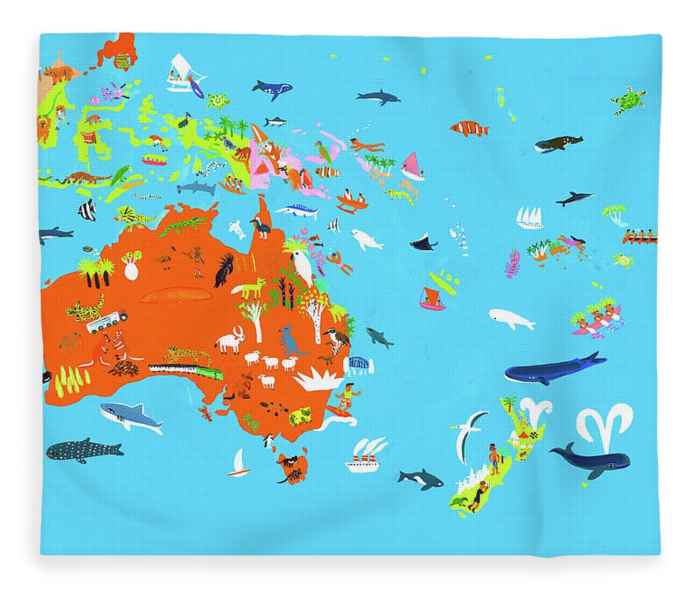 Abundance Fleece Blanket featuring the photograph Illustrated Map Of Australasian by Ikon Ikon Images