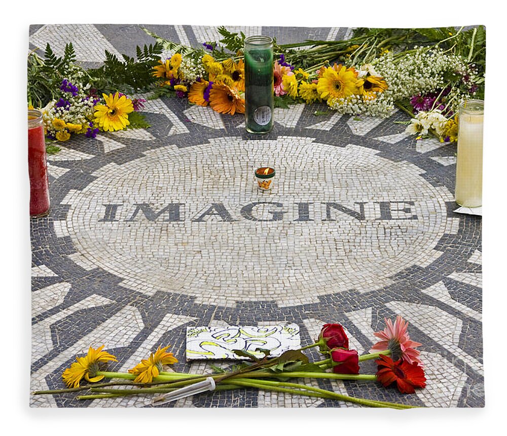 John Lennon Fleece Blanket featuring the photograph Imagine by Anthony Sacco