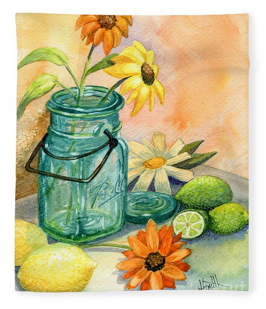 Still Life Fleece Blanket featuring the painting In The Lime Light by Marilyn Smith