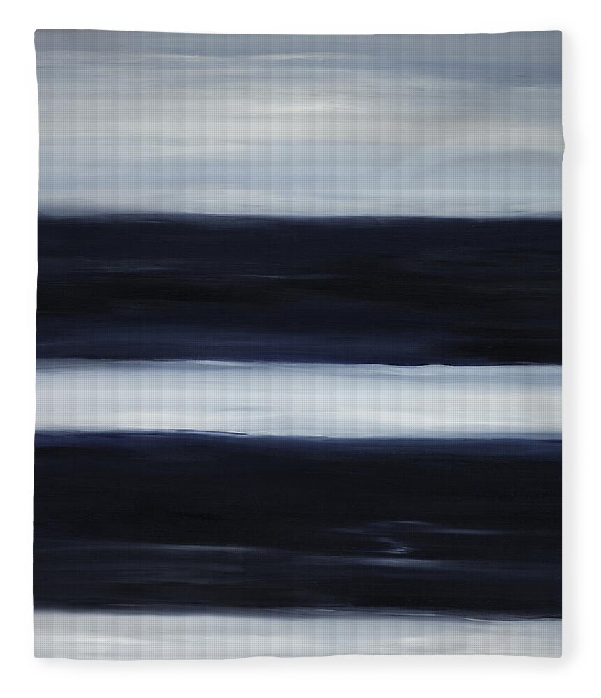 Abstract Fleece Blanket featuring the painting Indigo Blur II by Tamara Nelson