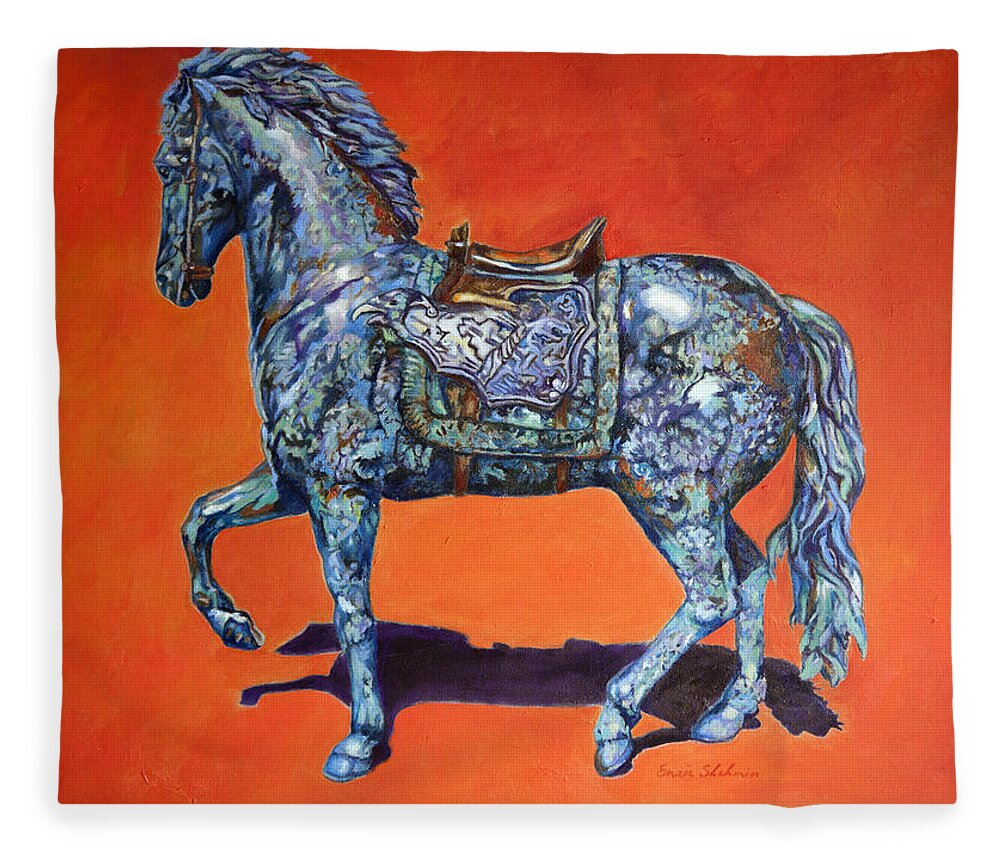 Horse Fleece Blanket featuring the painting Indigo by Portraits By NC