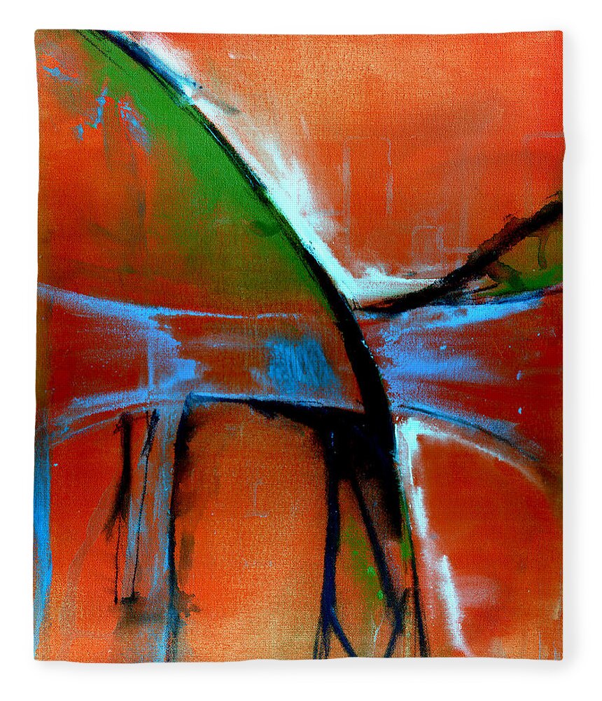 Orange Fleece Blanket featuring the painting Indigo Oranges by John Gholson