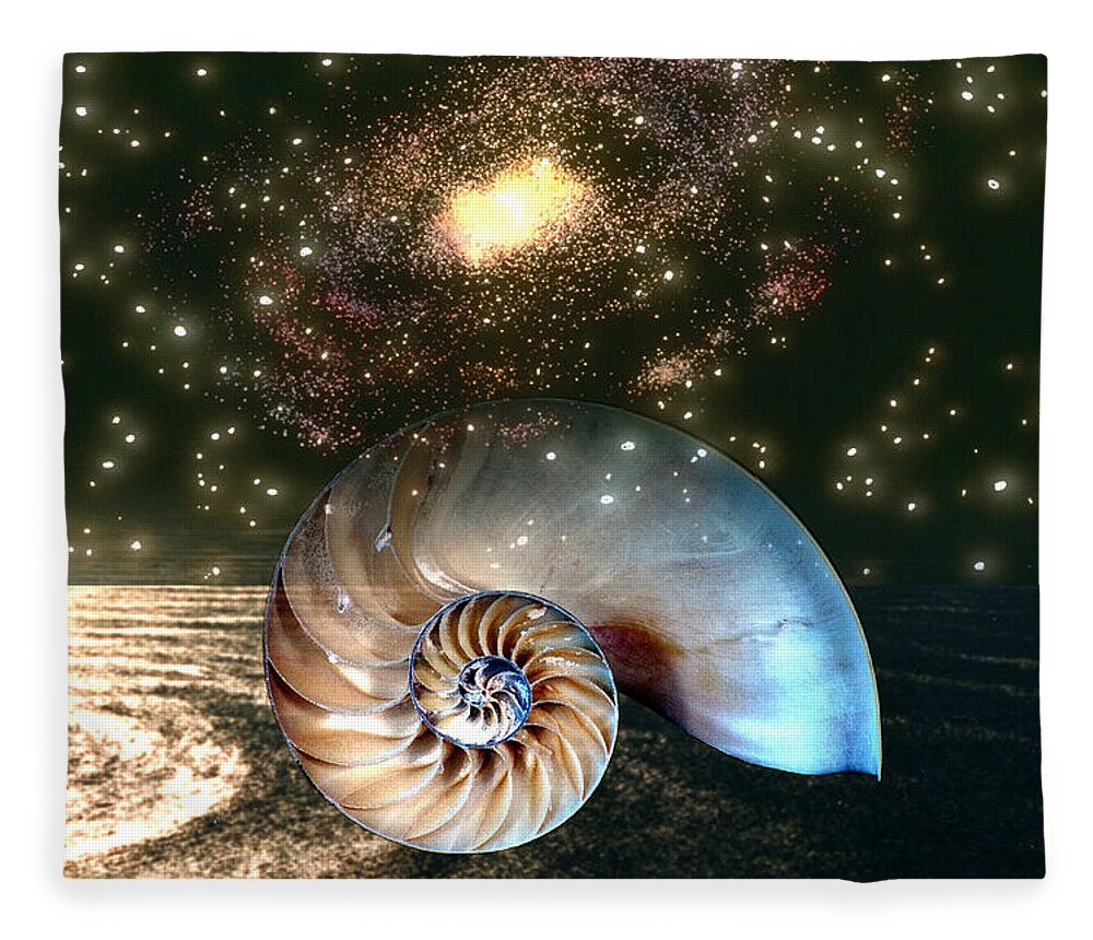 Shell Fleece Blanket featuring the digital art Inner Space Outer Space by Lisa Yount