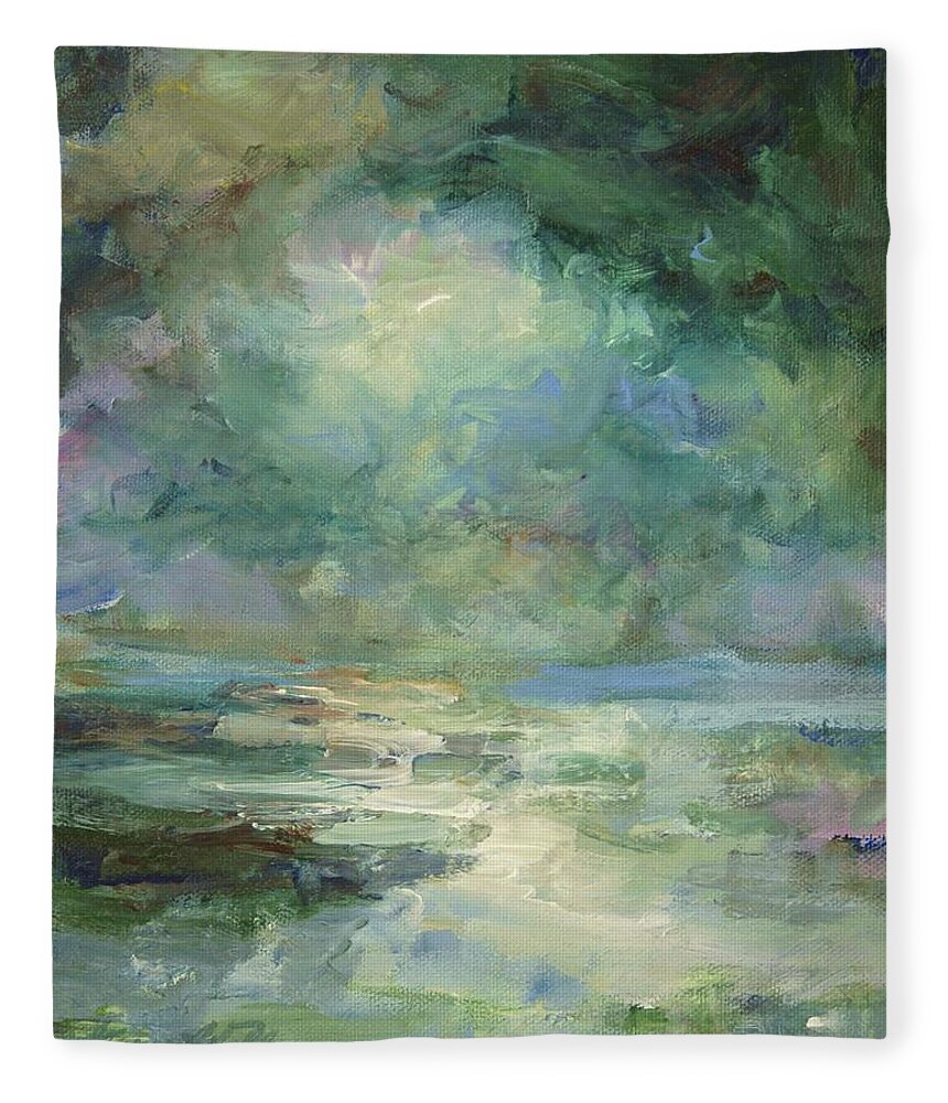 Impressionism Fleece Blanket featuring the painting Into The Light by Mary Wolf
