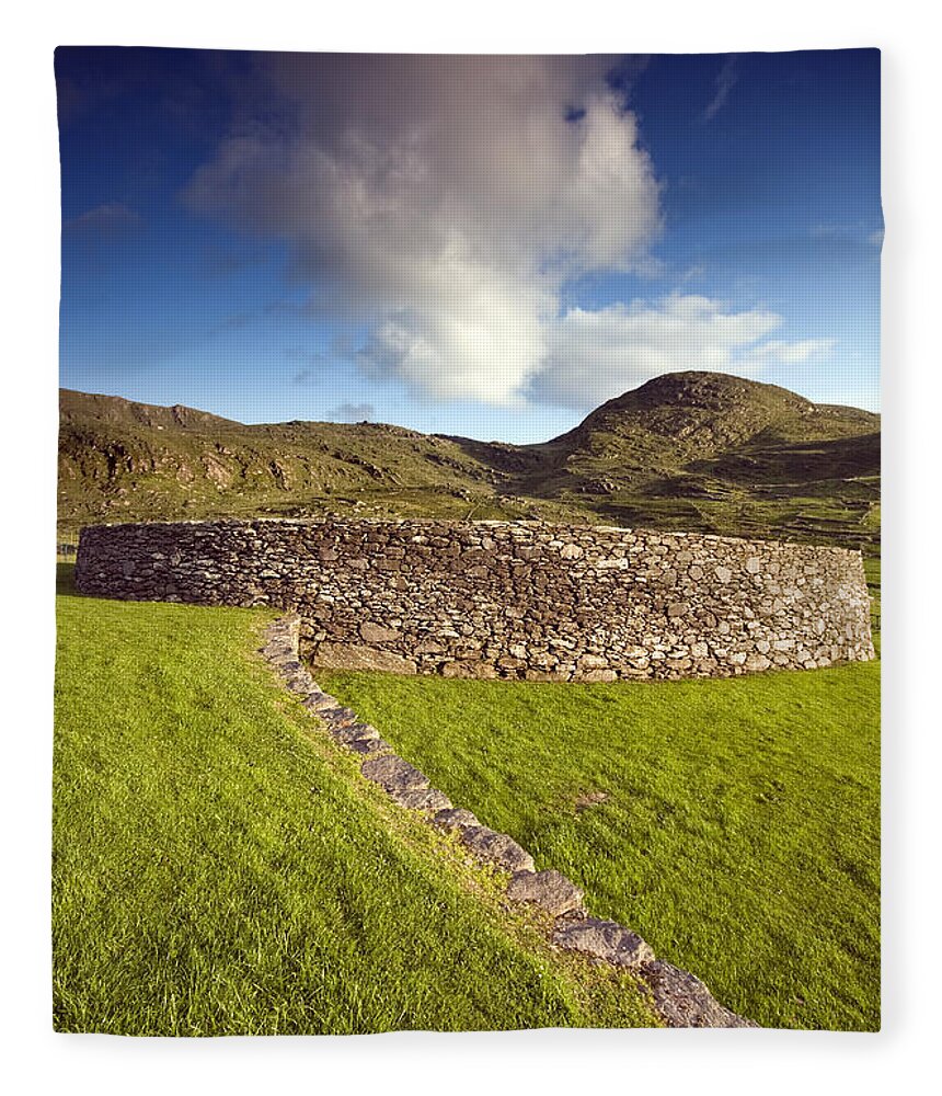 Landscape Fleece Blanket featuring the photograph Irish Fort by David Lichtneker