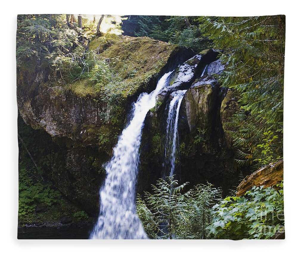 Trees Fleece Blanket featuring the photograph Iron Creek Falls by Rich Collins