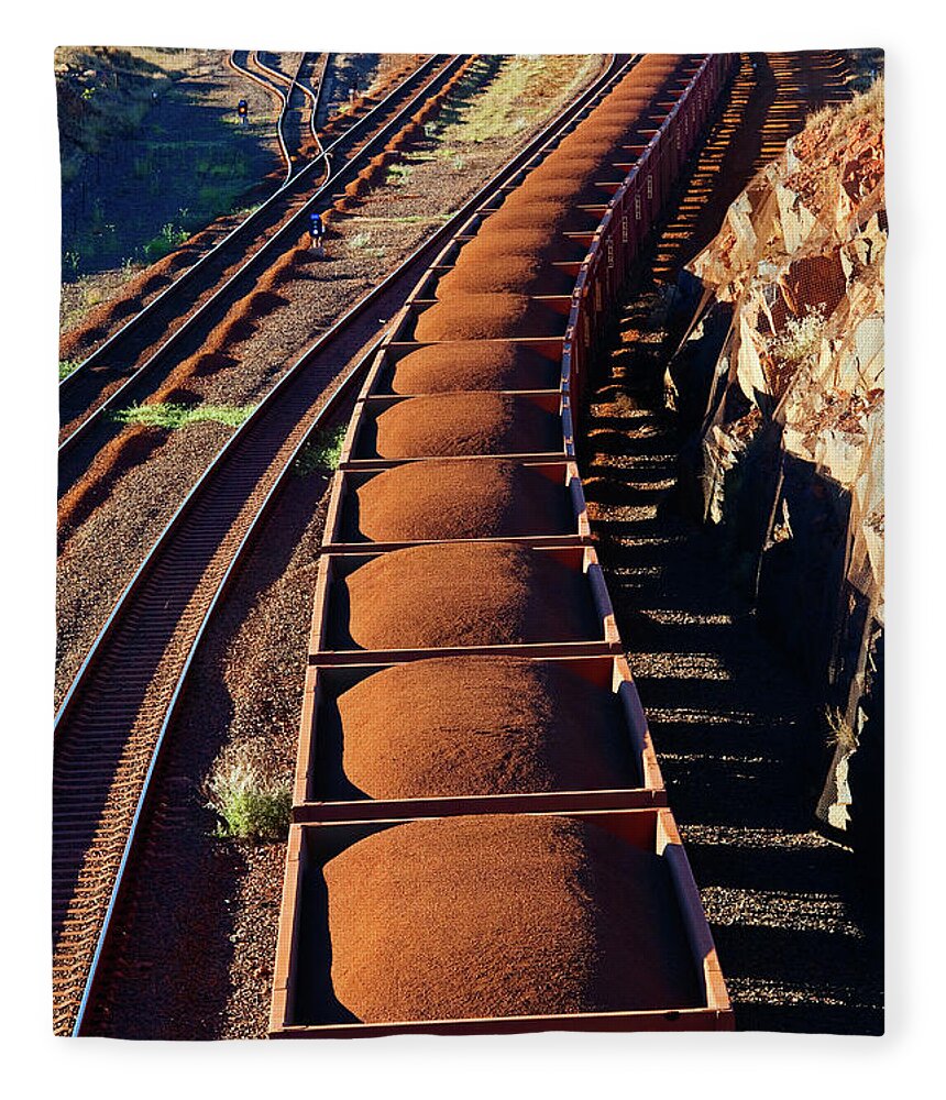 Heap Fleece Blanket featuring the photograph Iron Ore Train, Newman, Pilbara by John W Banagan