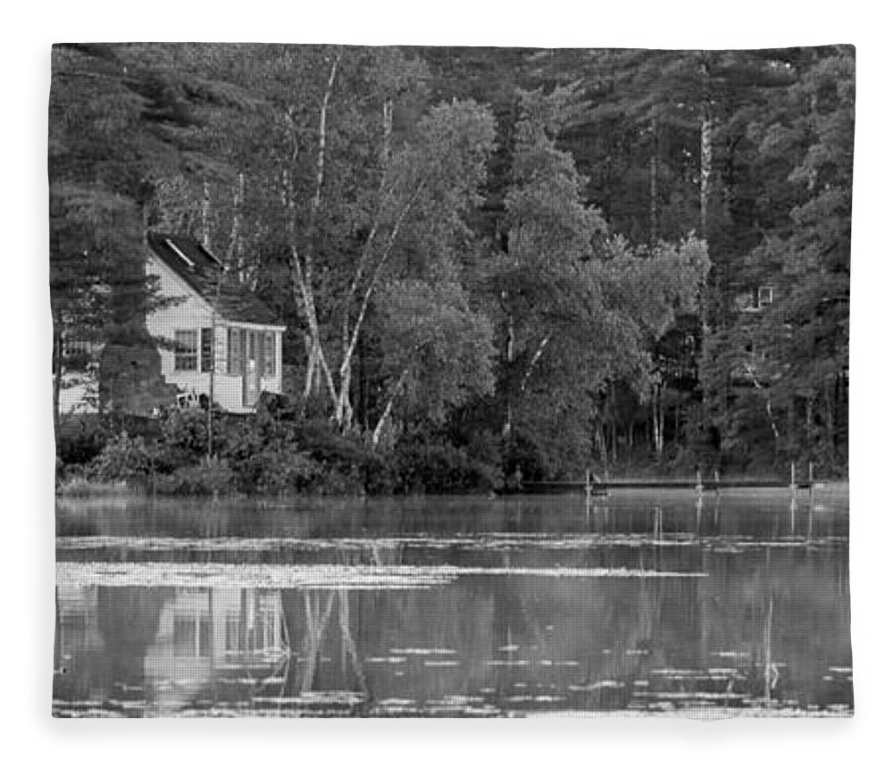 Maine Fleece Blanket featuring the photograph Island Cabin - Maine by Steven Ralser