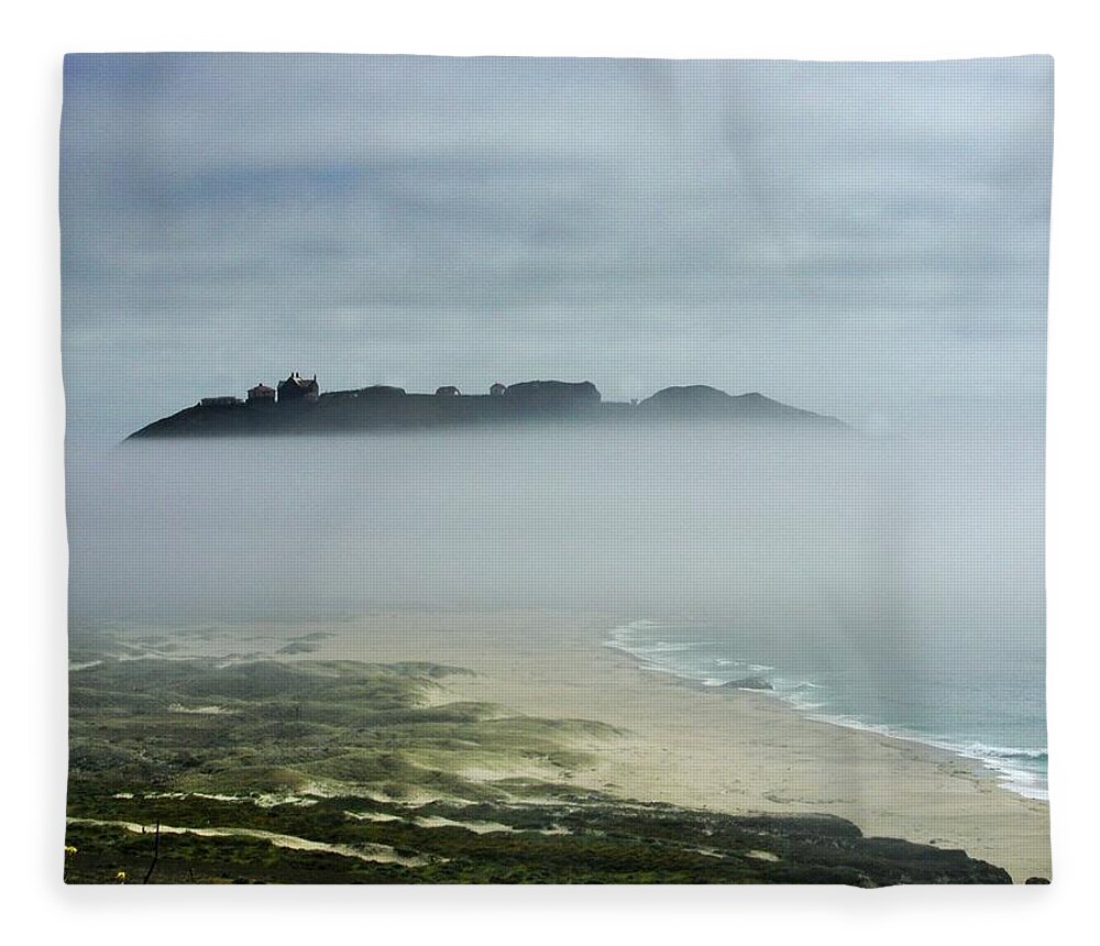 Big Sur Fleece Blanket featuring the photograph Island in the Clouds by Steve Ondrus