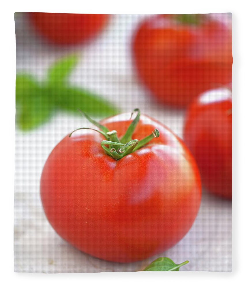 Purity Fleece Blanket featuring the photograph Italian Tomatoes And Basil by Ursula Alter