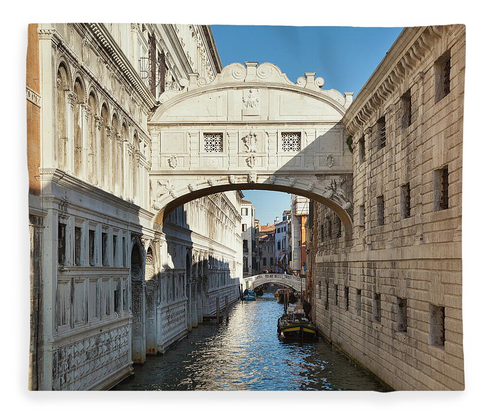 Veneto Fleece Blanket featuring the photograph Italy, Venice, View Of Bridge Of Sighs by Westend61