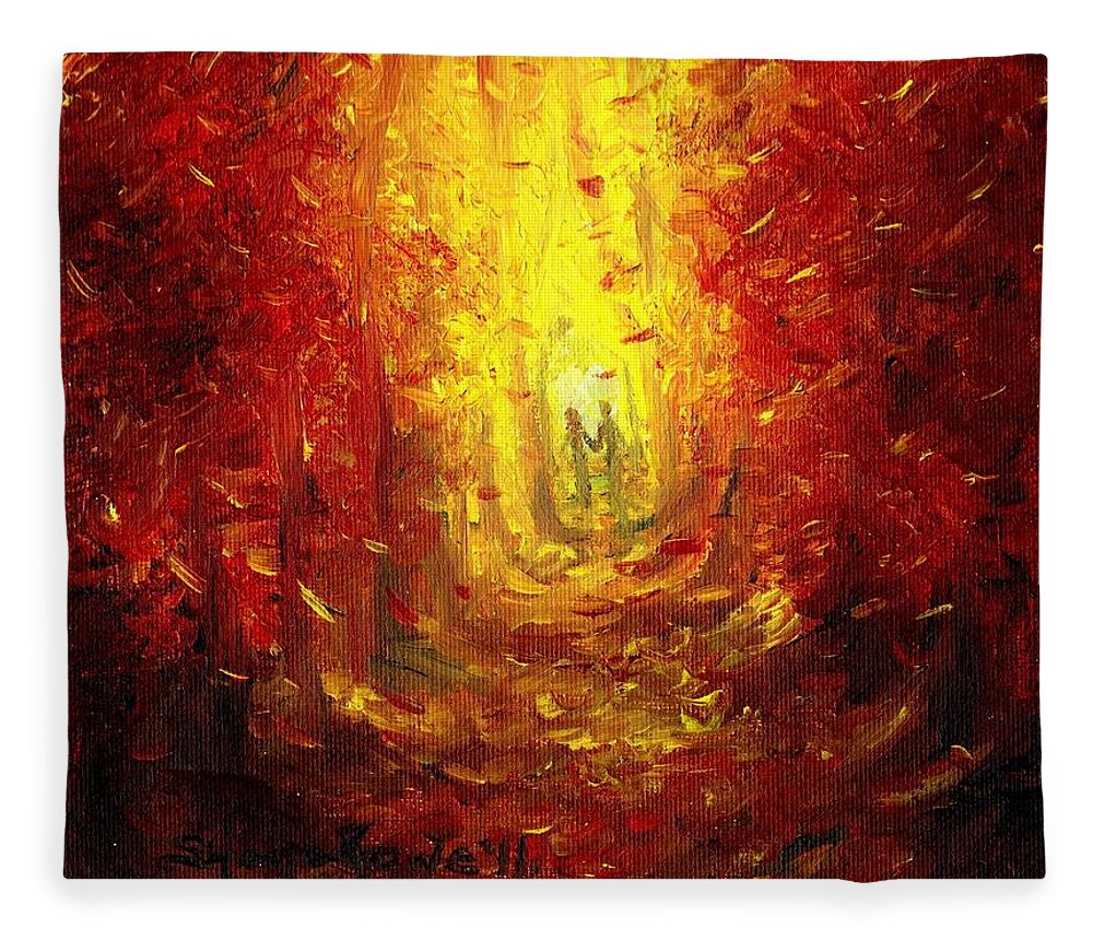 Fall Fleece Blanket featuring the painting Ive FALLen for you by Shana Rowe Jackson