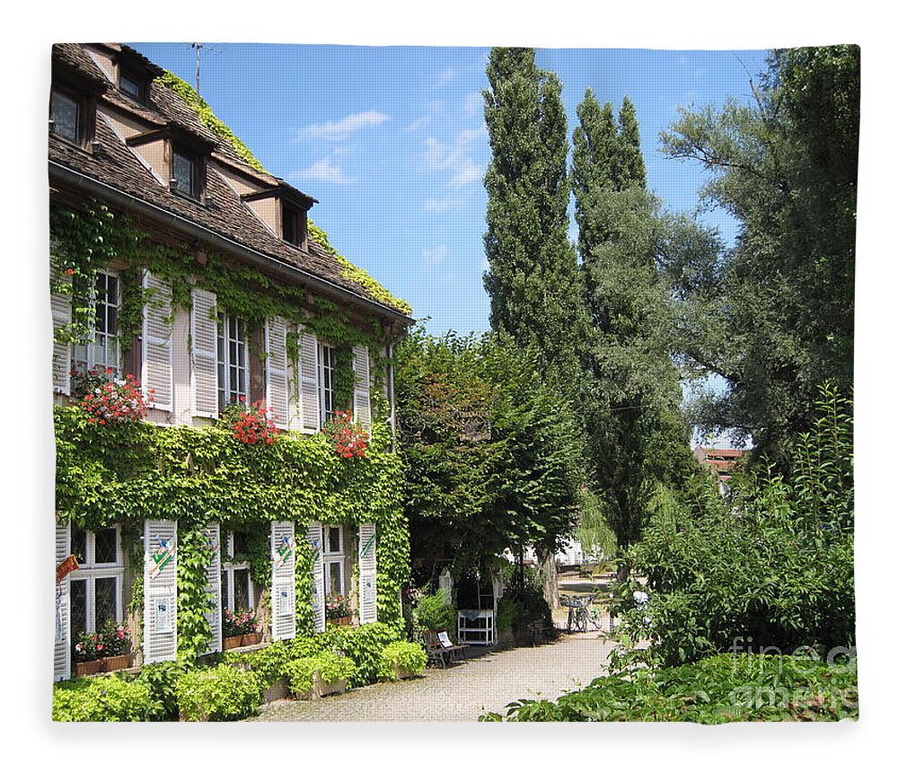 Timber Fleece Blanket featuring the photograph Ivy covered house in Strasbourg France by Amanda Mohler