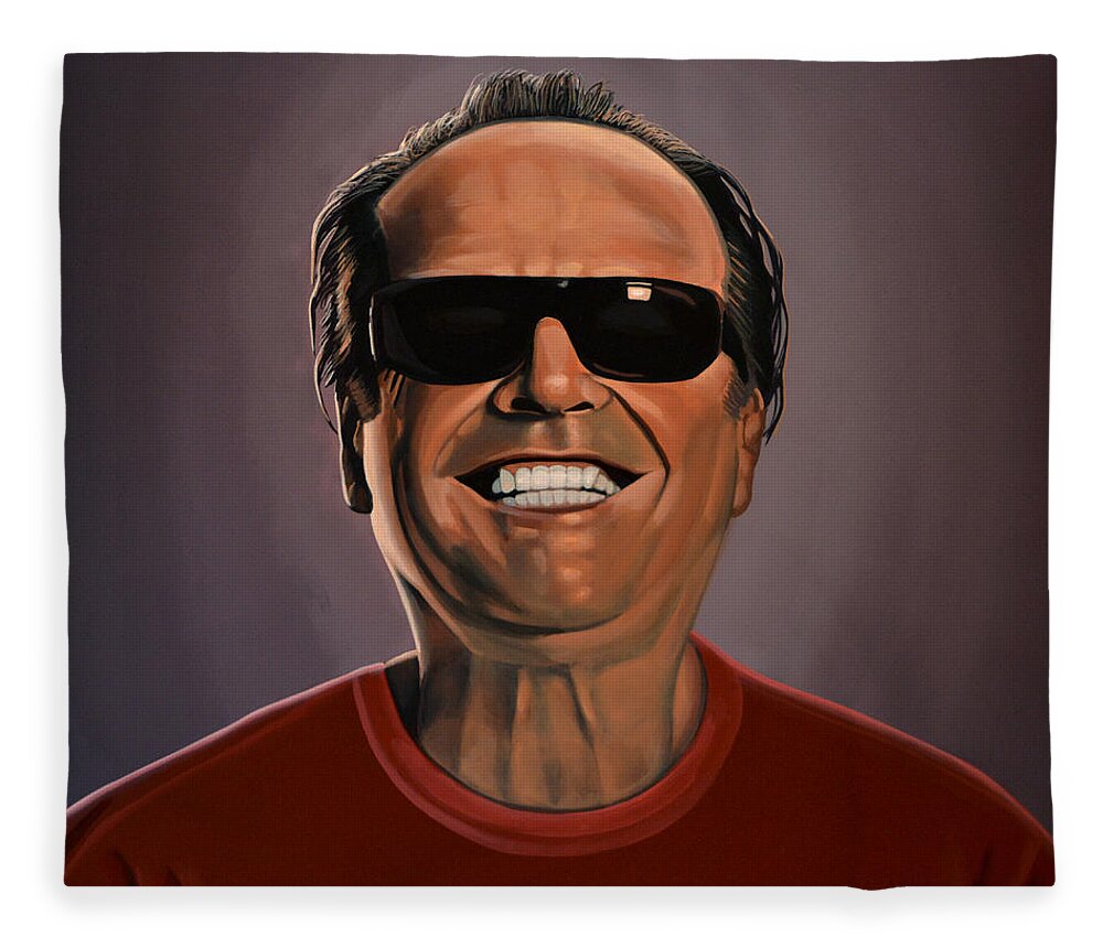 Jack Nicholson Fleece Blanket featuring the painting Jack Nicholson 2 by Paul Meijering