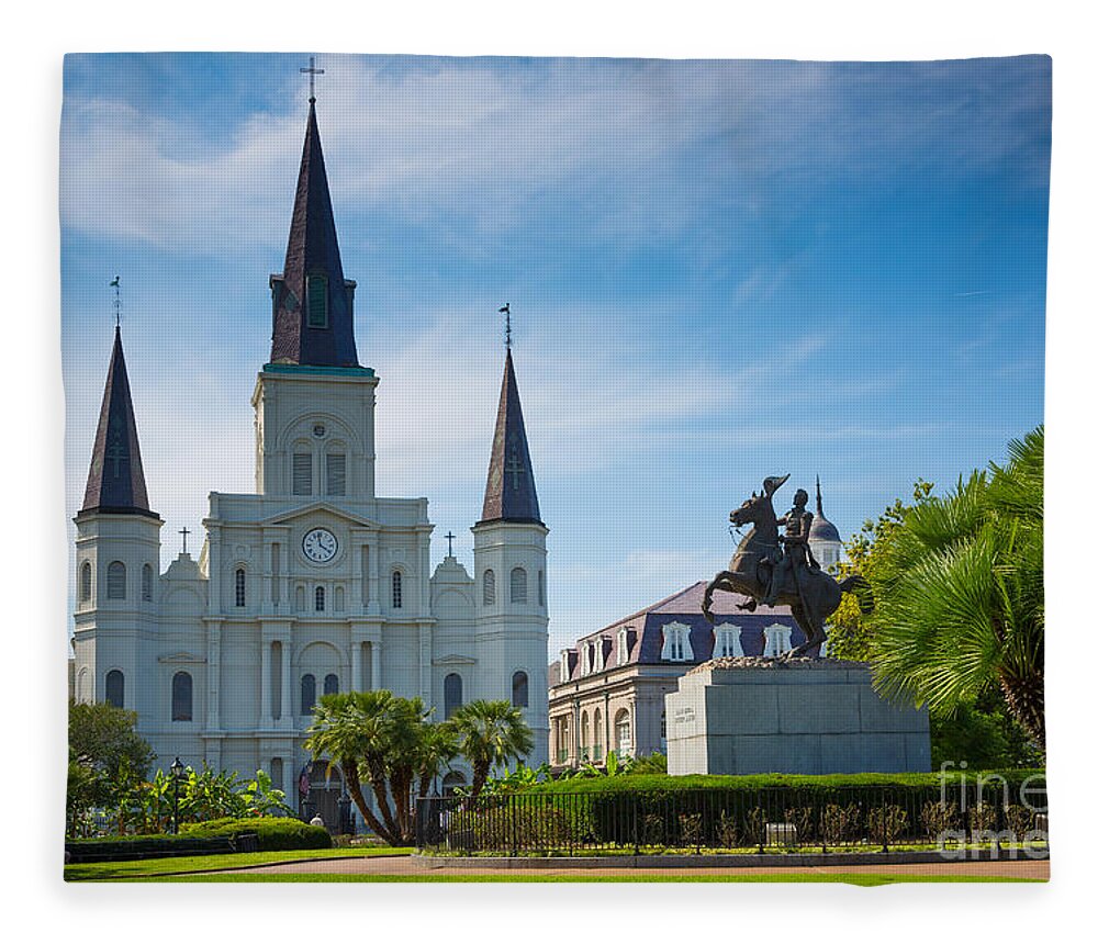 America Fleece Blanket featuring the photograph Jackson Square by Inge Johnsson