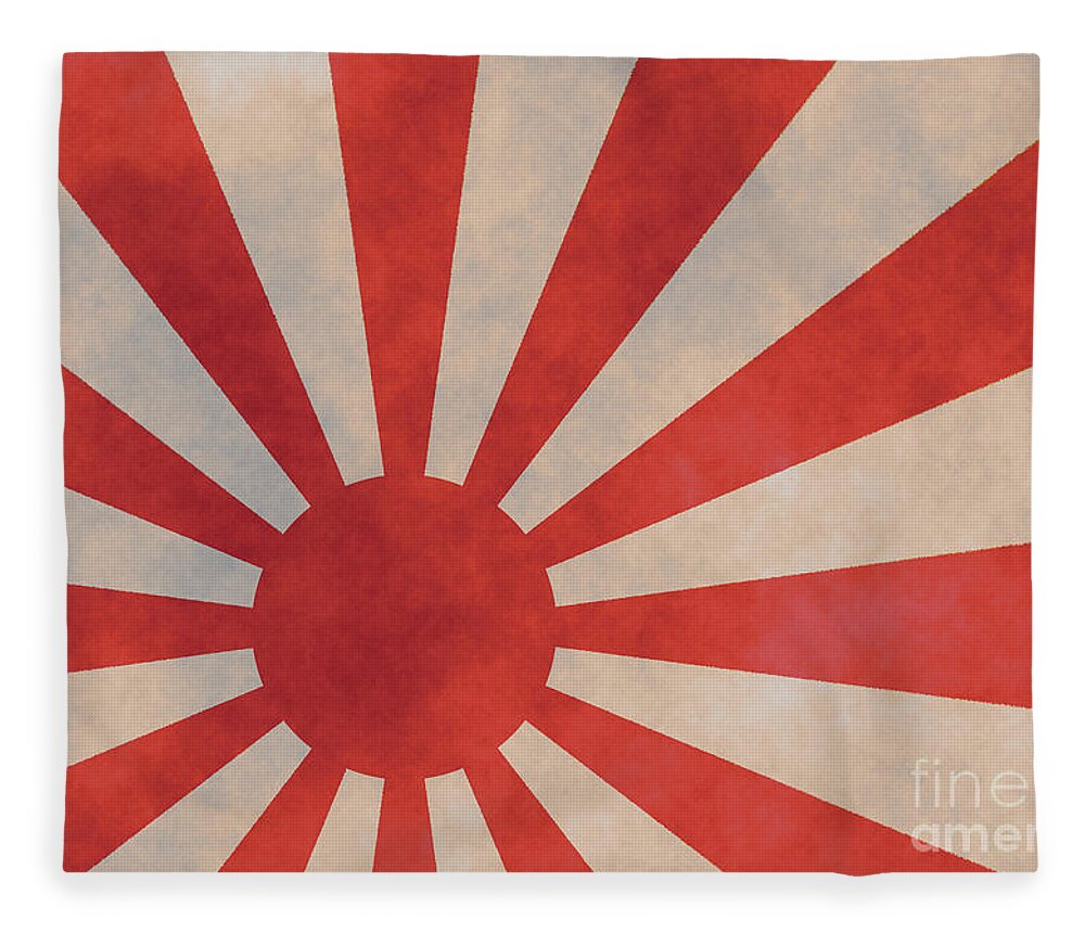 Japanese Fleece Blanket featuring the digital art Japanese Rising Sun by Amanda Mohler