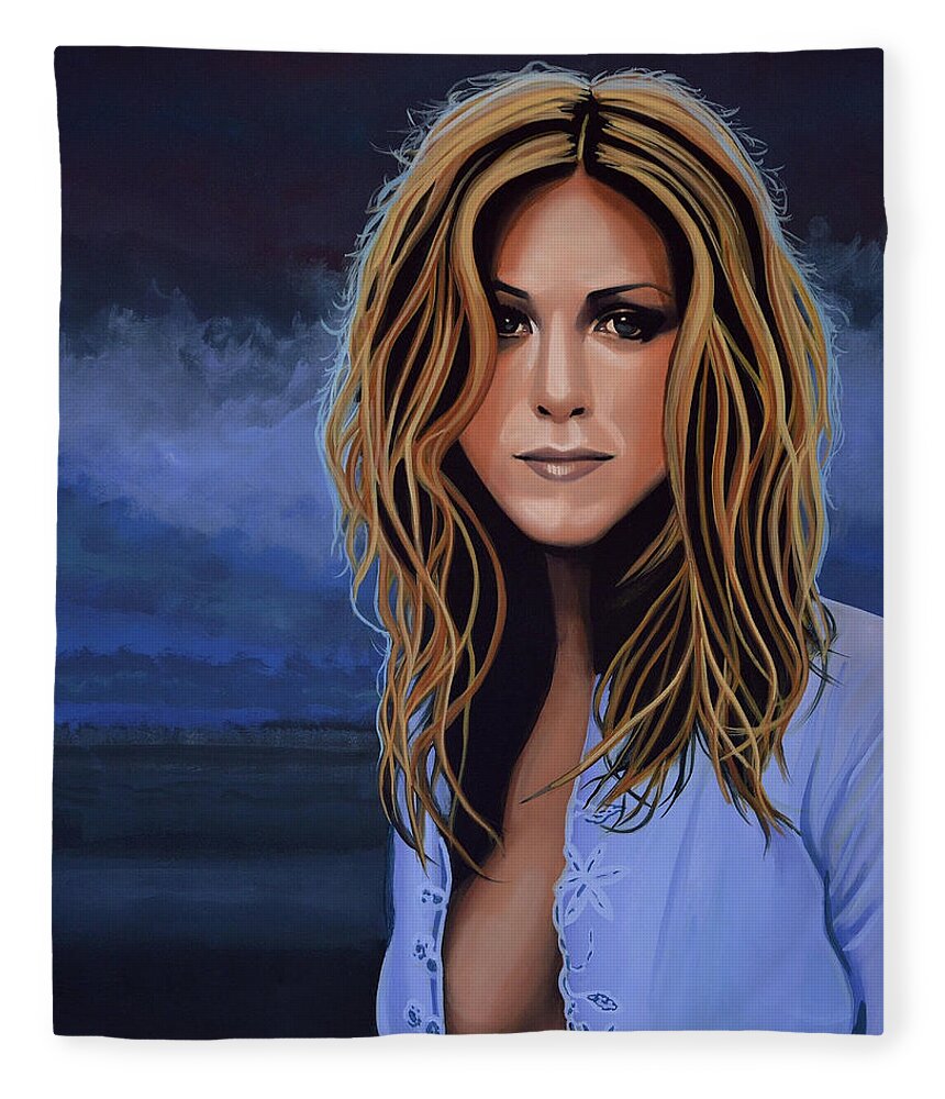 Jennifer Aniston Fleece Blanket featuring the painting Jennifer Aniston Painting by Paul Meijering