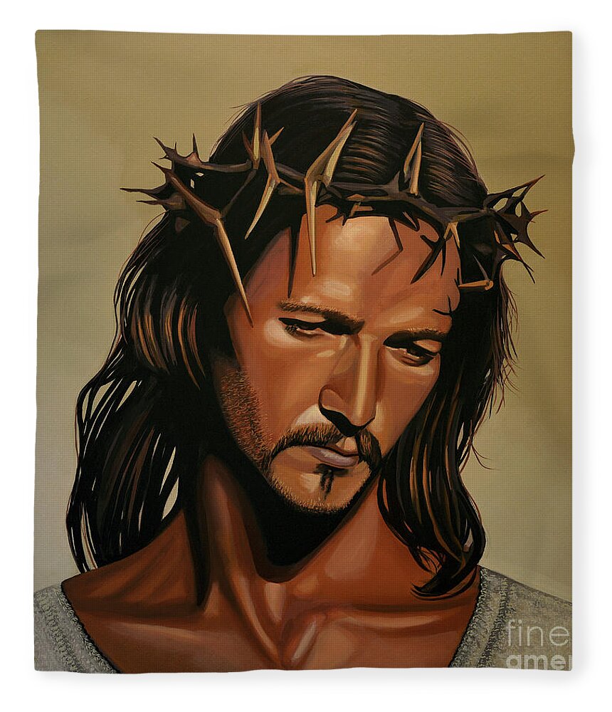 Jesus Christ Fleece Blanket featuring the painting Jesus Christ Superstar by Paul Meijering