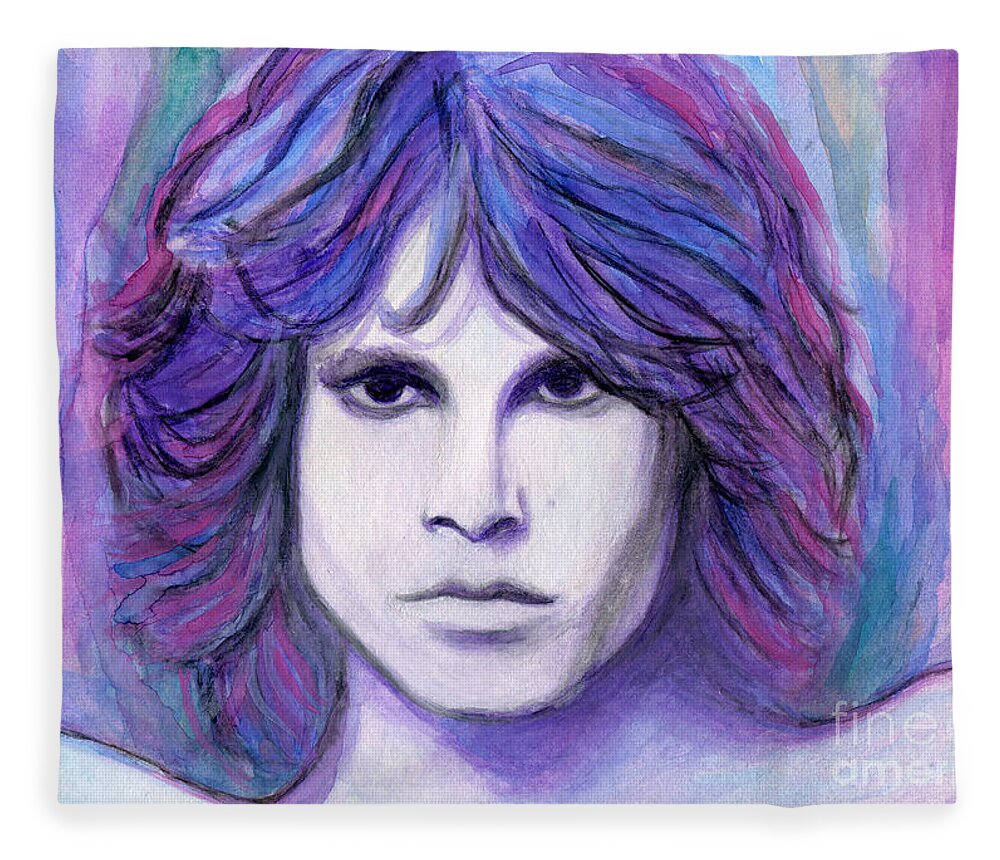 Jim Morrison Fleece Blanket featuring the painting Jim Morrison by Roz Abellera