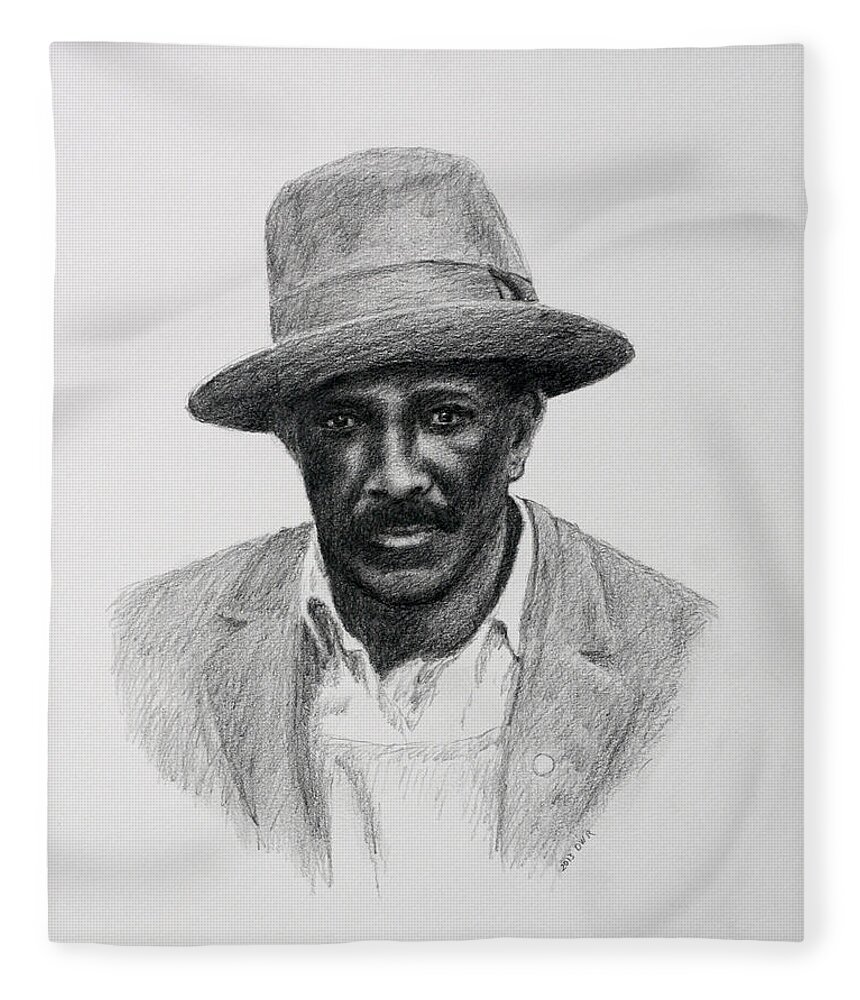 Portrait Fleece Blanket featuring the drawing John Hearn by Daniel Reed