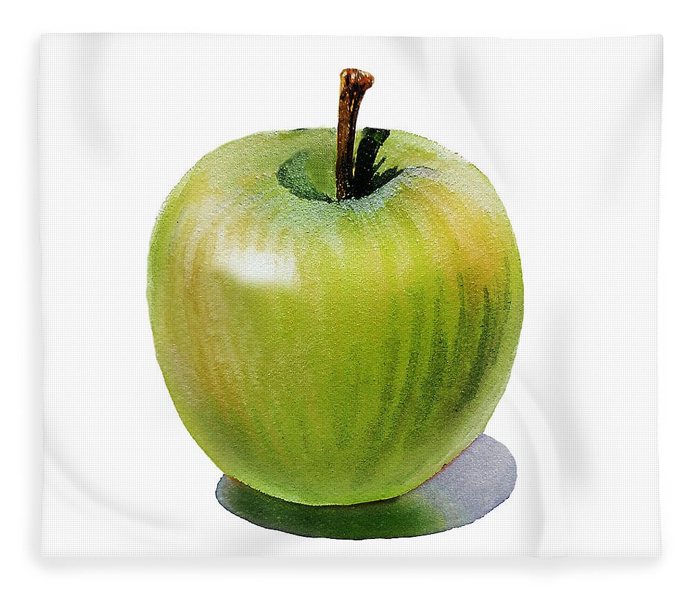 Apple Fleece Blanket featuring the painting Juicy Green Apple by Irina Sztukowski
