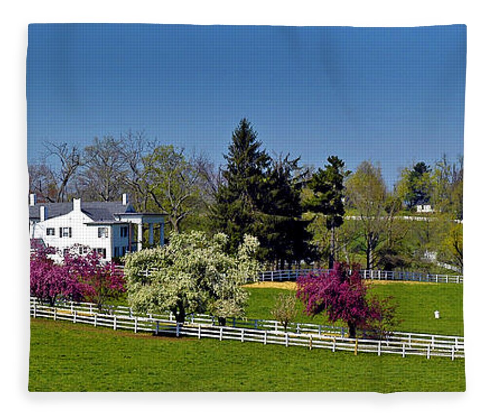 Spring Fleece Blanket featuring the photograph Kentucky Horse Farm by Randall Branham