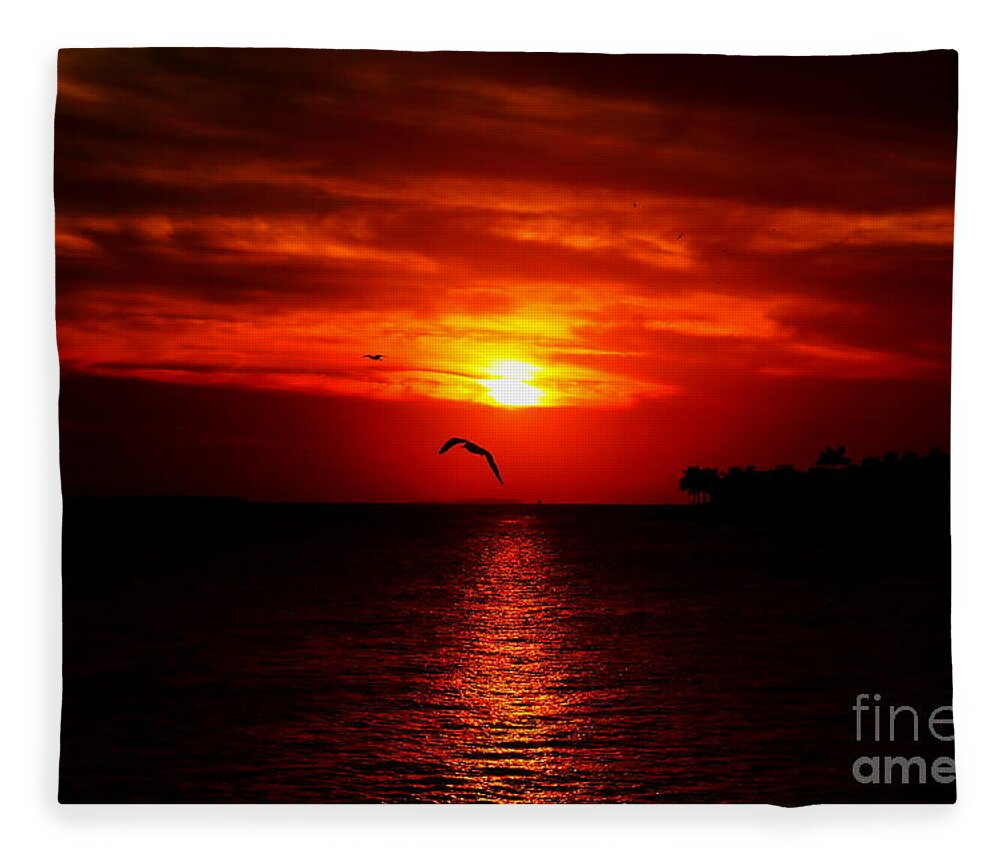 Sunset Fleece Blanket featuring the photograph Key West Sunset by David Rucker