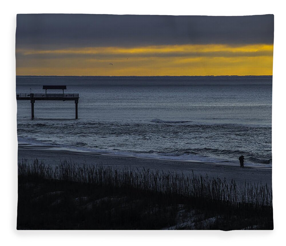 Palm Fleece Blanket featuring the digital art Kisses at Sunrise by Michael Thomas