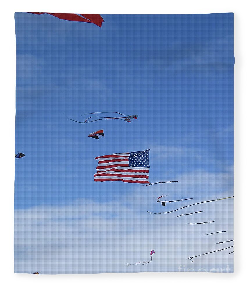 Kites Fleece Blanket featuring the photograph Kites on Ice by Steven Ralser