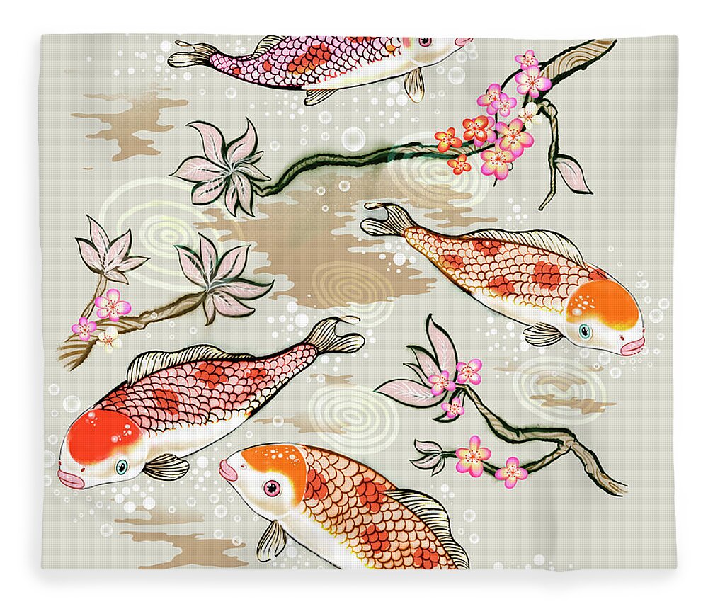 Animal Fleece Blanket featuring the photograph Koi Fish Swimming In Pond by Ikon Ikon Images