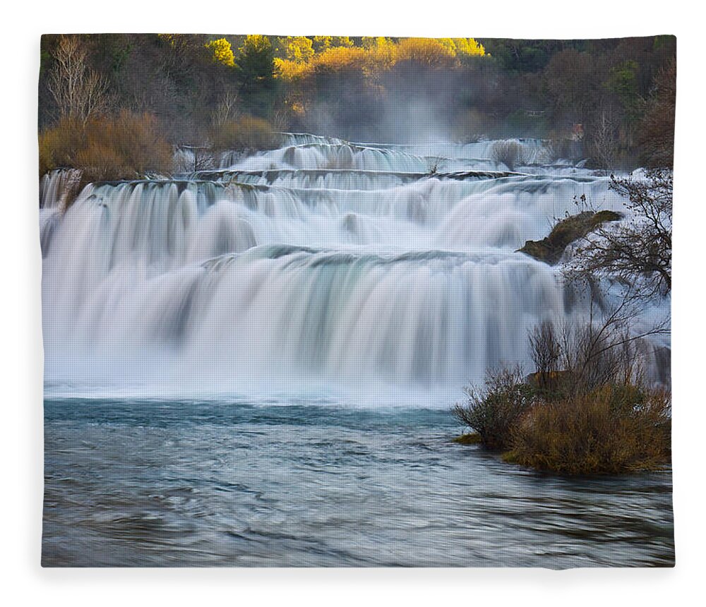 Phenomenon Fleece Blanket featuring the photograph Krka waterfalls by Ivan Slosar