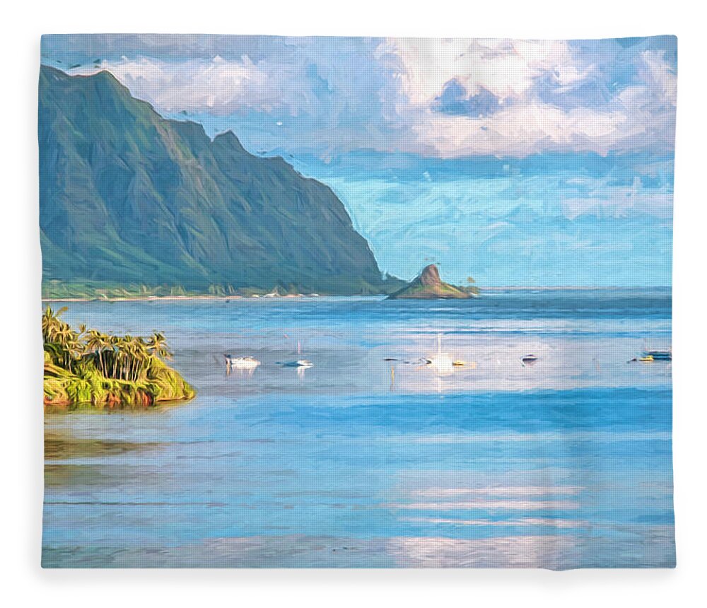 Hawaii Fleece Blanket featuring the photograph Kualoa Van Gogh by Dan McManus