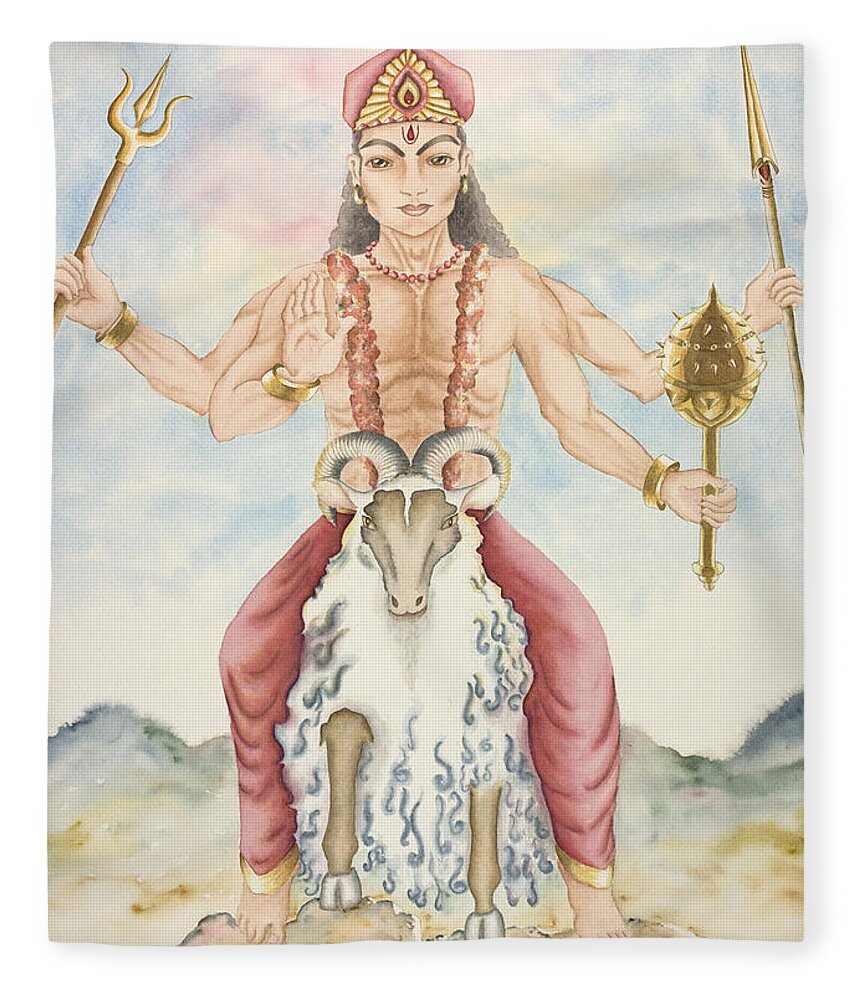Vedic Astrology Fleece Blanket featuring the painting Kuja Mars by Srishti Wilhelm