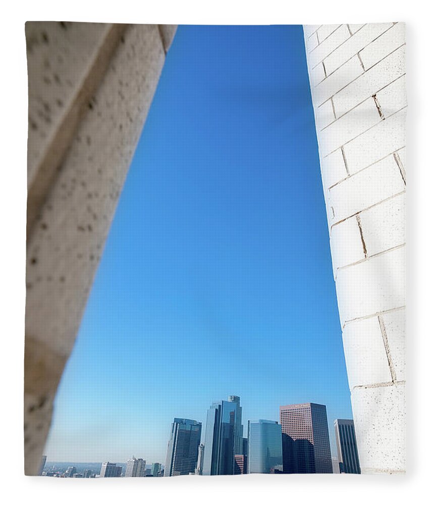 Tranquility Fleece Blanket featuring the photograph L.a. Skyline From Los Angeles City Hall by Alexandre Fp
