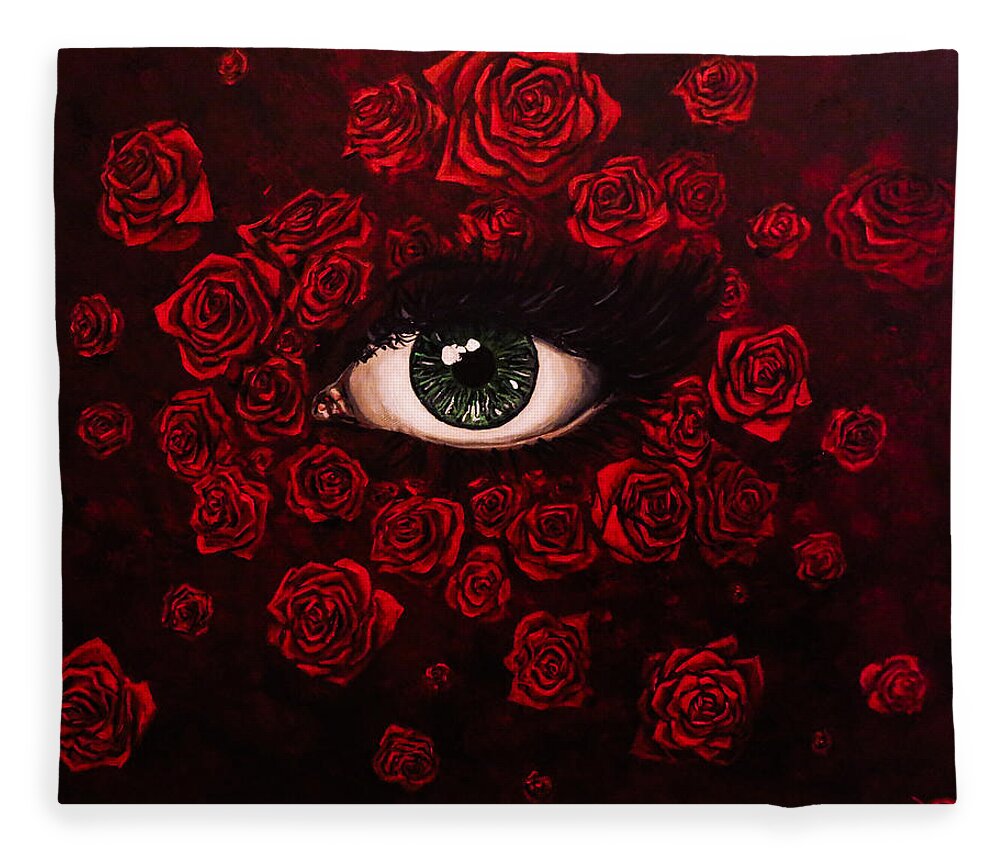 Rose Fleece Blanket featuring the painting La Vie En Rose by Joel Tesch
