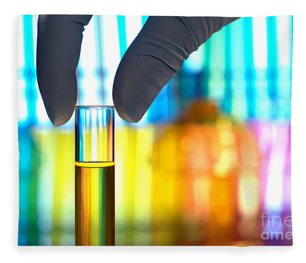 Test Fleece Blanket featuring the photograph Laboratory Test Tube in Science Research Lab by Science Research Lab