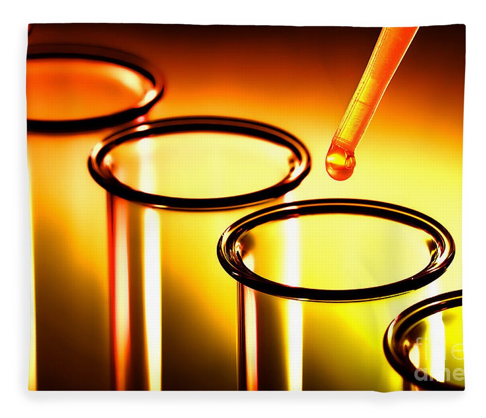 Test Fleece Blanket featuring the photograph Laboratory Test Tubes in Science Research Lab by Science Research Lab