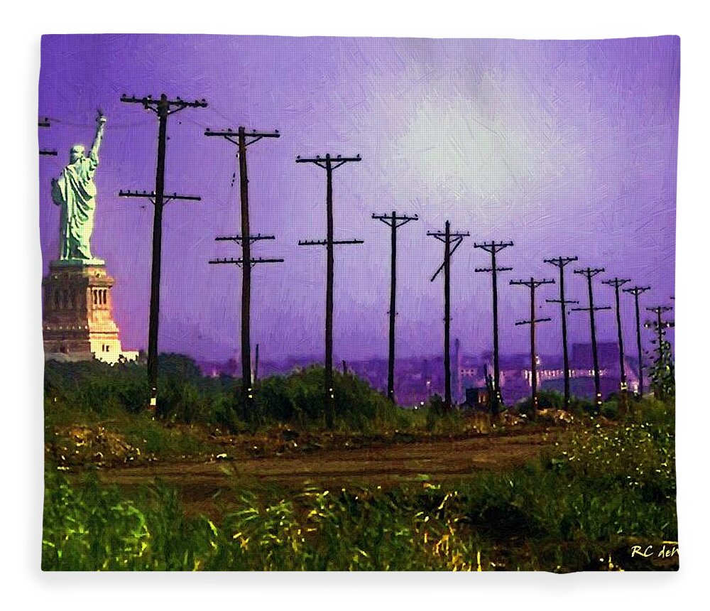 Statue Of Liberty Fleece Blanket featuring the painting Lady Liberty Lost by RC DeWinter