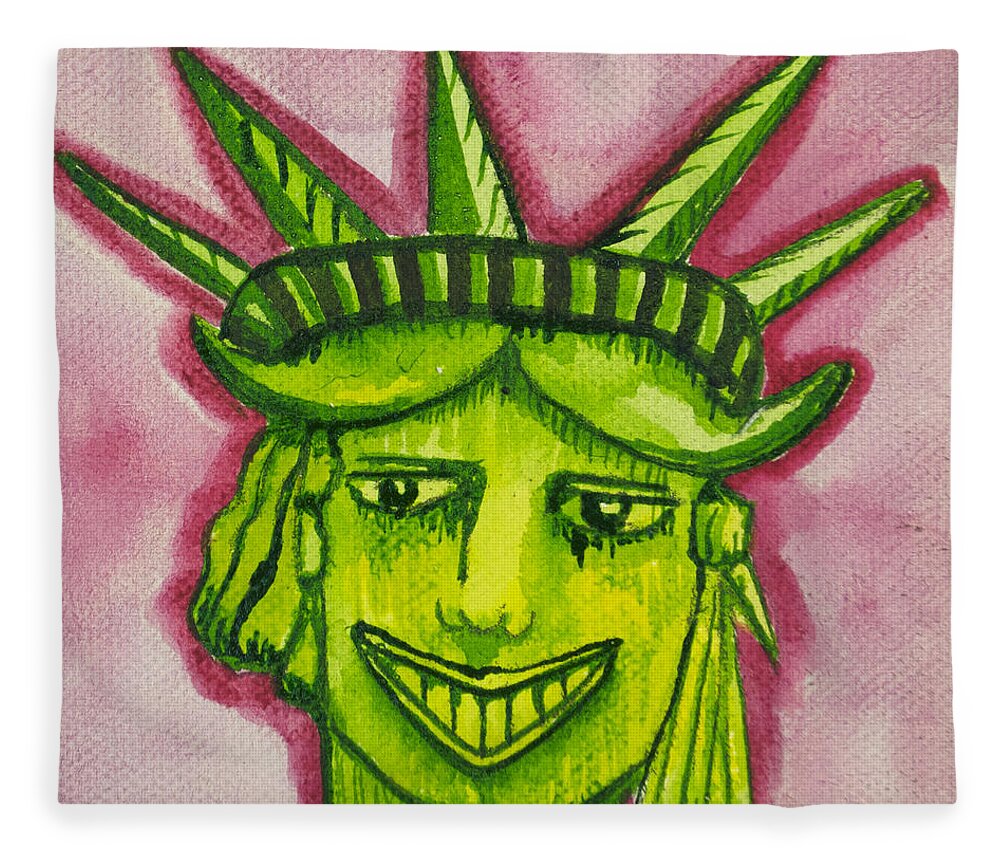Lady Liberty Fleece Blanket featuring the painting Lady Liberty Tillie by Patricia Arroyo