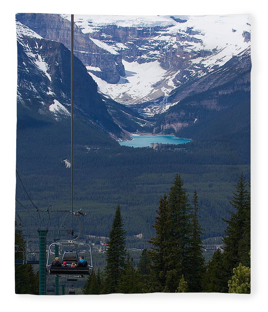 Lake Louise Fleece Blanket featuring the photograph Lake Louise Gondola by Stuart Litoff