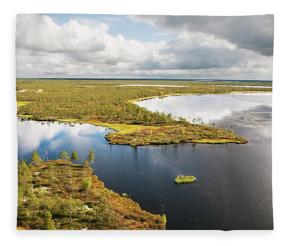 Lakes Of Western Siberia Fleece Blanket by Pro-syanov 