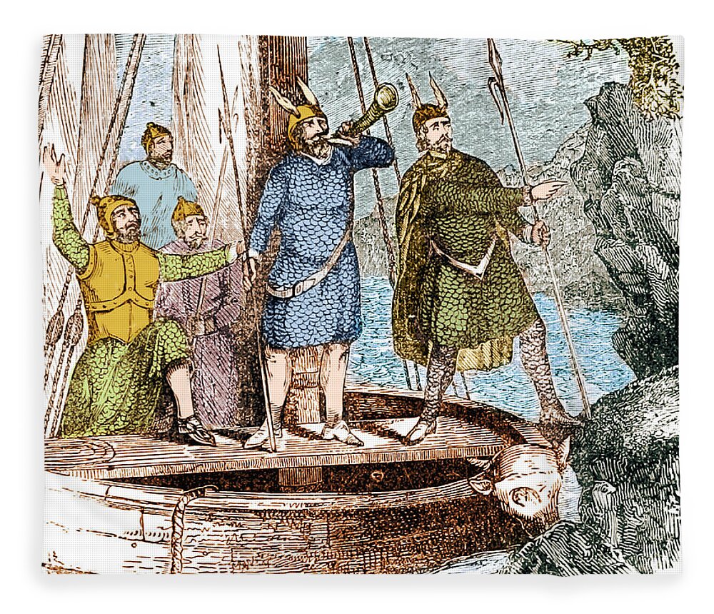 Exploration Fleece Blanket featuring the photograph Landing Of The Vikings In The Americas by Science Source