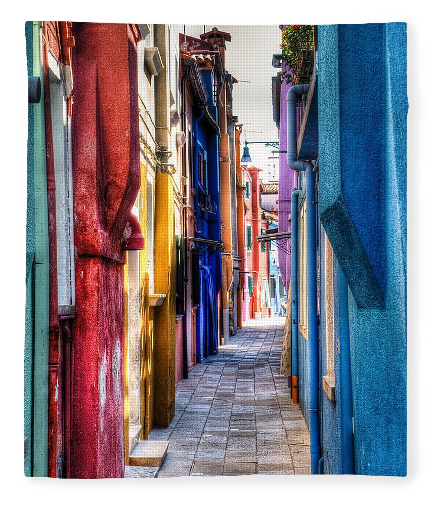Tranquility Fleece Blanket featuring the photograph Laneway, Island Of Burano by Harvey Watts Photography