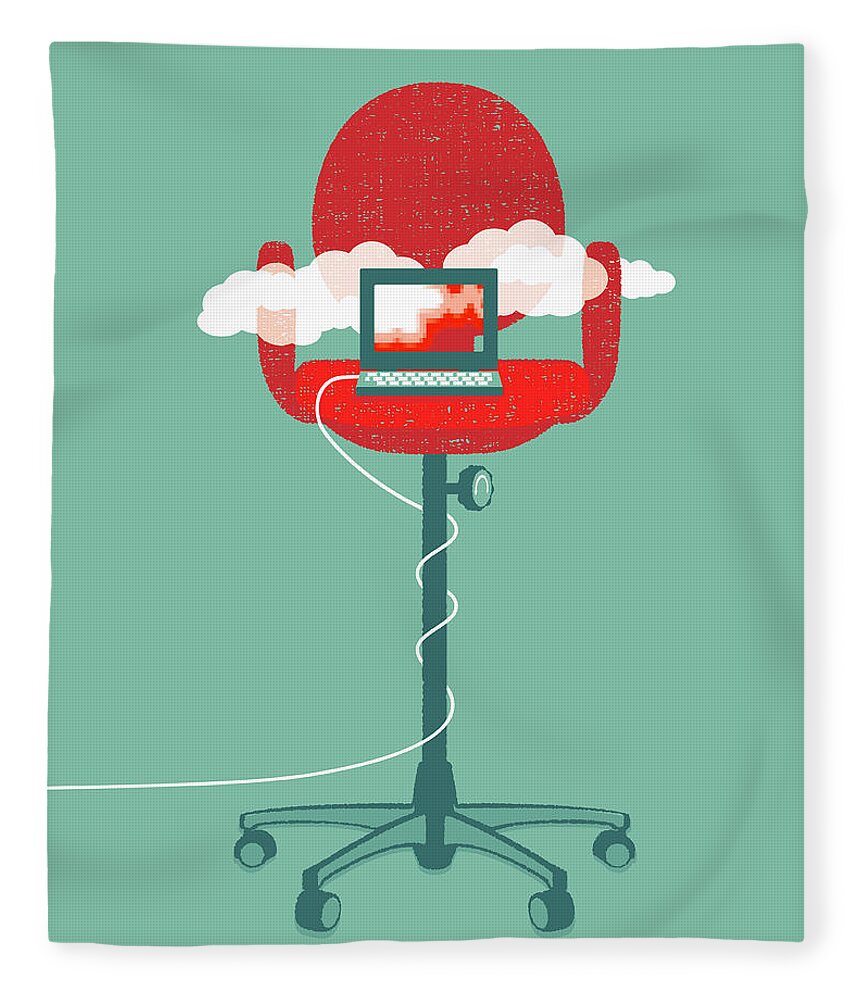 Absence Fleece Blanket featuring the photograph Laptop Cloud Computing On Tall Office by Ikon Ikon Images