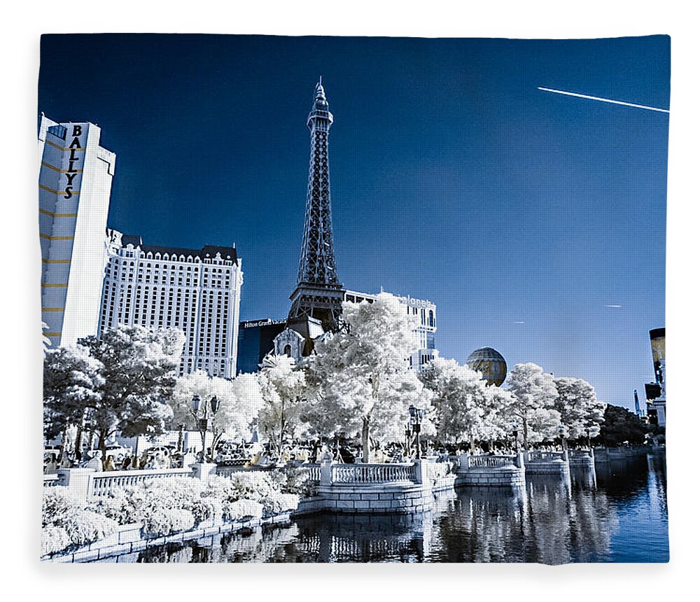 720 Nm Fleece Blanket featuring the photograph Las Vegas Strip in Infrared 2 by Jason Chu