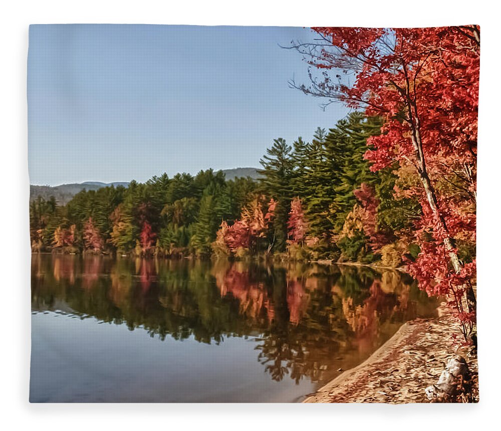 Autumn Foliage New England Fleece Blanket featuring the photograph Late afternoon on Lake Chocorua by Jeff Folger