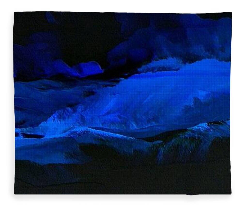 Night Fleece Blanket featuring the painting Late Night High Tide by Linda Bailey