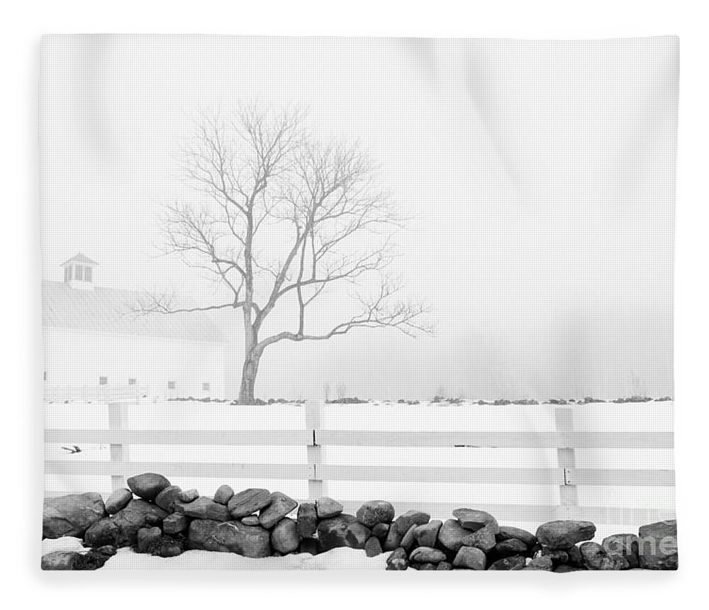 Maine Landscape Photo Fleece Blanket featuring the photograph Late Winter at the Farm by Alana Ranney